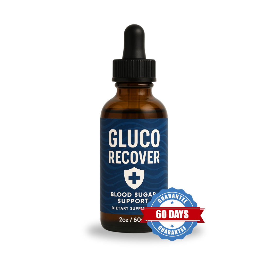 Gluco Recover blood sugar support liquid drops bottle, 2oz 60ml dietary supplement